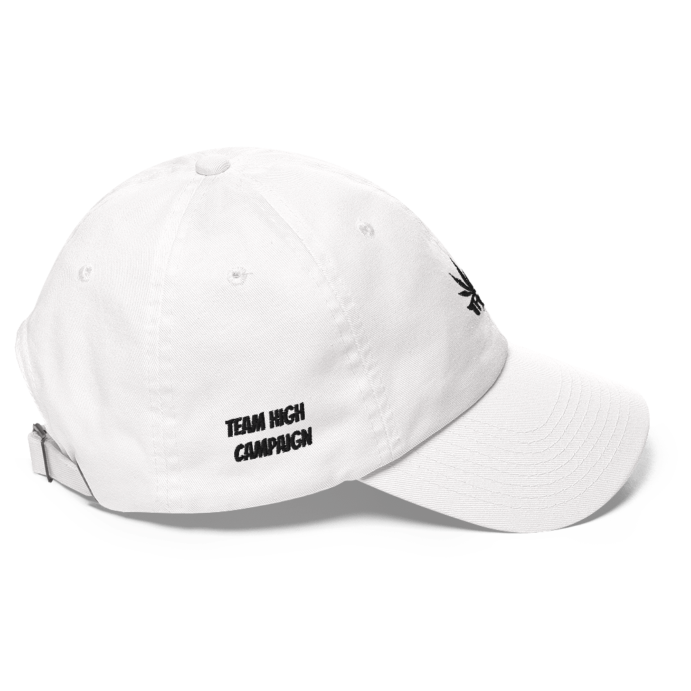 'Team High Campaigns' original Black on White Dad hat